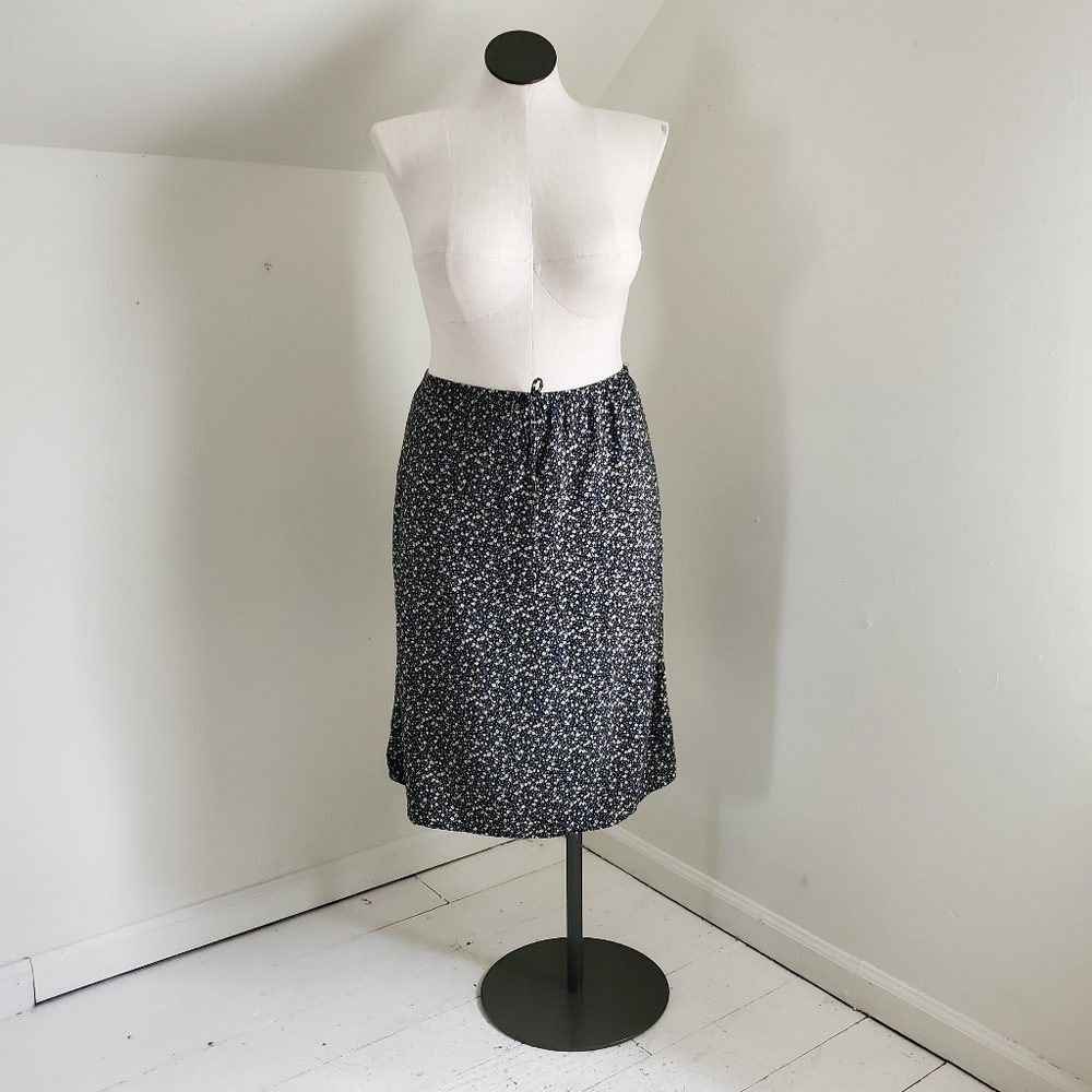 90s Vintage Microfloral Midi Skirt